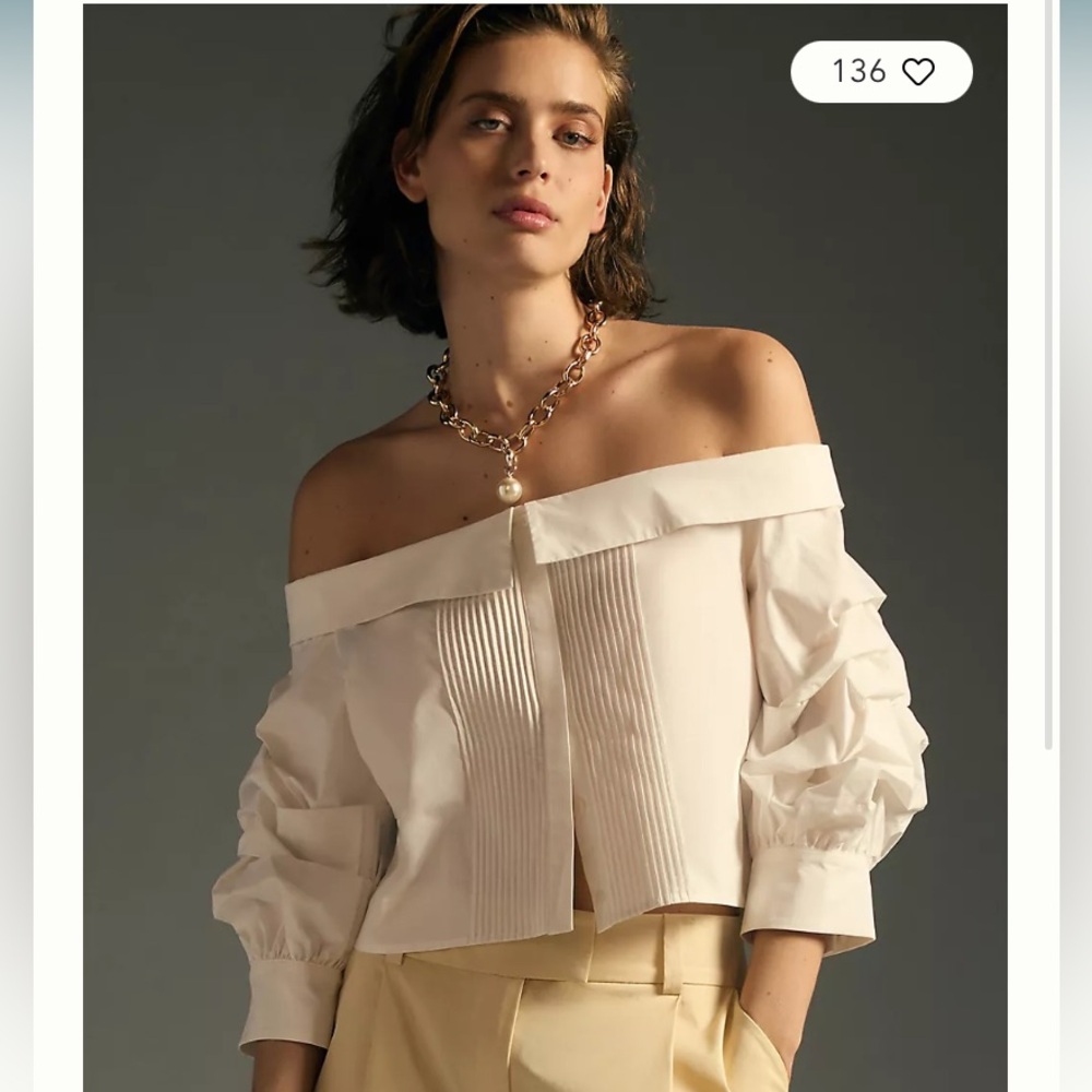 Mare Mare x Anthropologie Off-The-Shoulder Buttondown Blouse